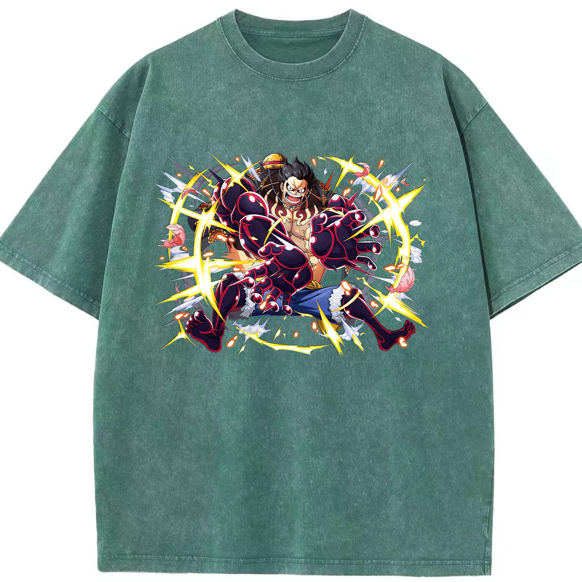ワンピース モンキー・D・ルフィ ONE PIECE Monkey D. Luffy 綿100% ヴィンテージ風 半袖Tシャツ（フロントプリント）